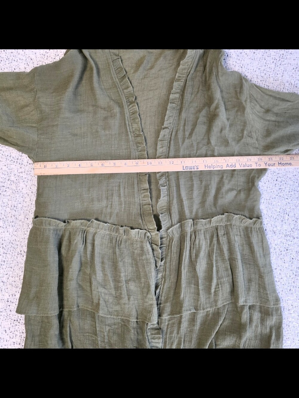 Easel Olive Tencel Ruffle Duster Cardigan Boho M - Picture 7 of 10